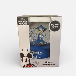Disney Mickey Mouse Graduation Musical Waterglobe - Blue and White
